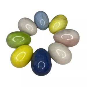 8 Pc Lot Vintage Marble Alabaster Stone Easter Eggs Multicolor Easter Prop